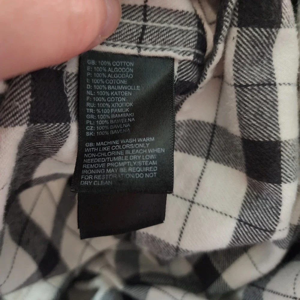 North Face Men's S/P Plaid Black/White Long Sleeve Cotton Flannel Button Down...